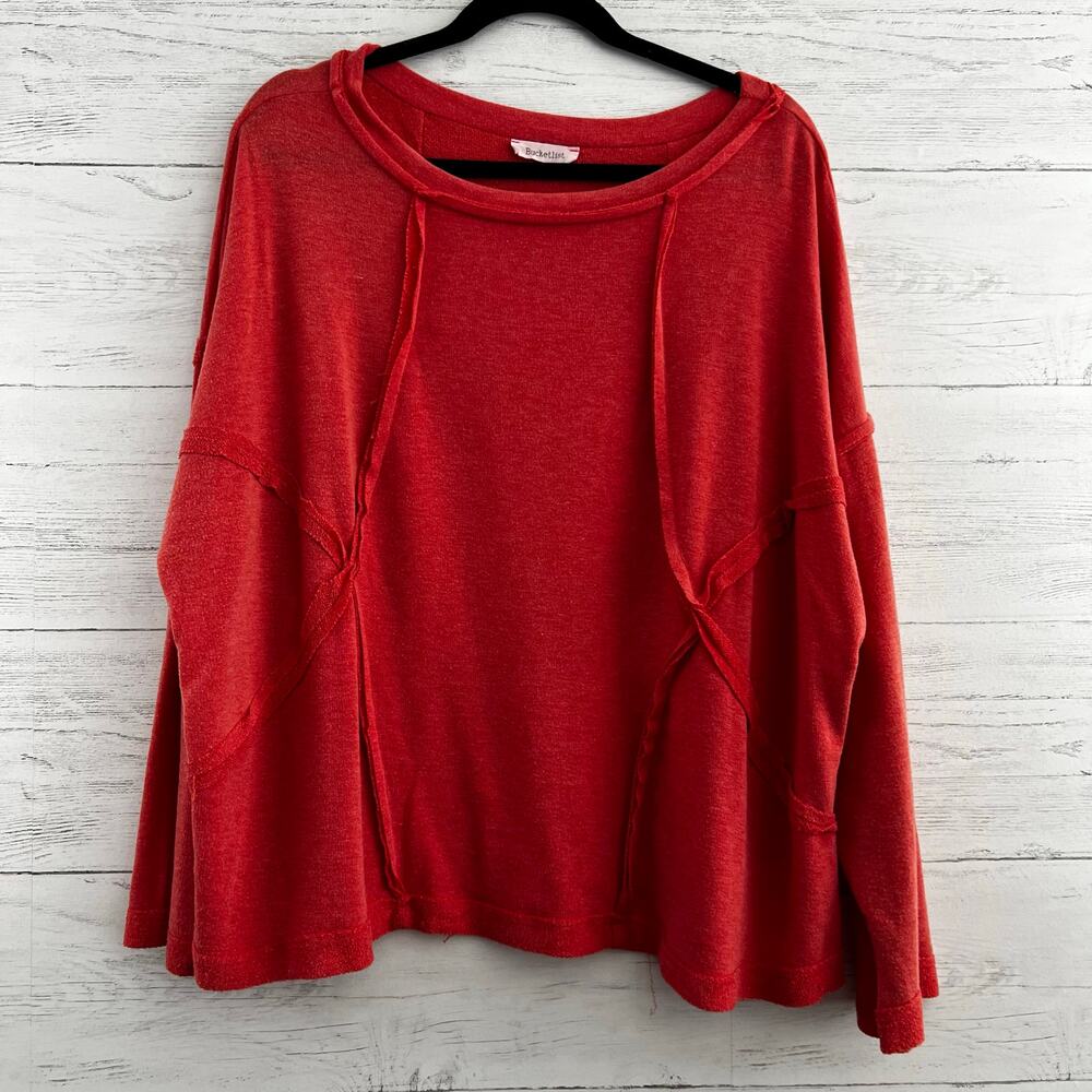 Bucketlist Pink Red Pullover Sweatshirt Top‎ Size L